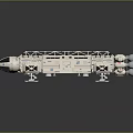 Space Station Module Structure With Solar Panels Thrusters And Connected Components 3d model