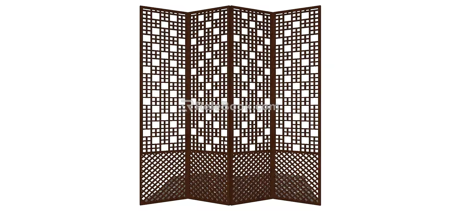 New Chinese style lattice screen partition 3d model