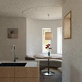 Bright Minimalist Open Plan Living And Dining Room With Cozy Furniture And Warm Natural Light