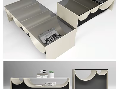 Modern Geometric Coffee Table With Storage Drawer And Black White Finish 3d model