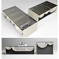 Modern Geometric Coffee Table With Storage Drawer And Black White Finish