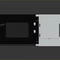 Modern Kitchen Appliances Two Microwave Ovens With Open Closed Doors Black Silver Design