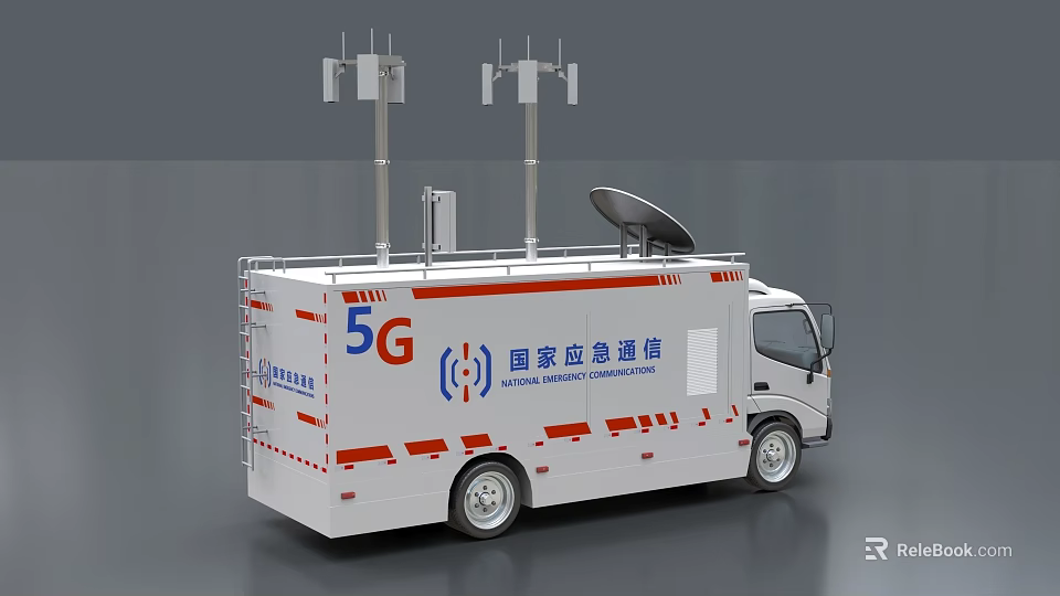 5G National Emergency Communication Functional Vehicle with Satellite Antenna and Signal Equipment 3d model 