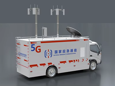 5G National Emergency Communication Functional Vehicle with Satellite Antenna and Signal Equipment 3d model