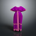Elegant Purple Traditional Robe Featuring Gold Trim And Ornate Flowy Sleeve Design