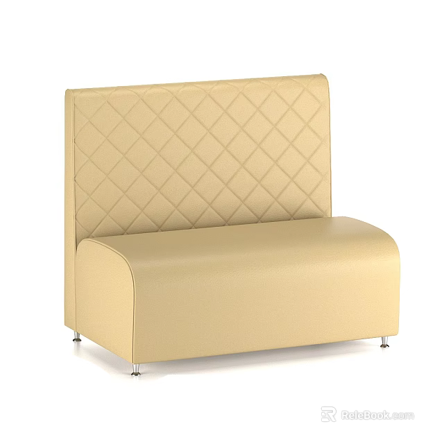 Beige Single Sofa With Diamond Tufted Backrest And Modern Upholstered Design 3d model