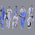 Group of Medical Professionals Standing Sitting and Holding Clipboards in Healthcare Team Setting