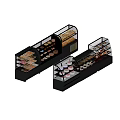 Modern Glass Display Shelves Showcasing Various Cakes Cupcakes Pastries And Desserts