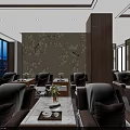 Elegant Luxury Lounge Featuring Comfortable Armchairs Wooden Ceiling Recessed Lighting And Tea Sets
