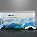 CSA 2023 Themed Display With Blue Landscape Bridge Lotus And Decorative Elements