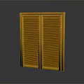 Yellow Wooden Double Louvered Door with Classic Stylish Design and Smooth Finish