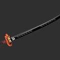 Traditional Japanese Katana Weapon Featuring Orange Handle And Red Black Decorative Scabbard