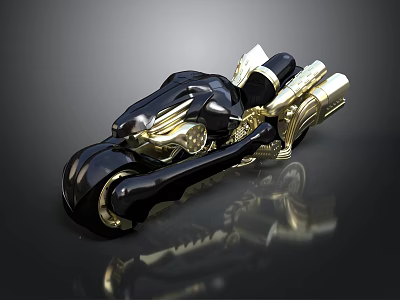 Sleek Black And Gold Motorcycle With Futuristic Design And Glossy Finish 3d model
