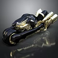 Sleek Black And Gold Motorcycle With Futuristic Design And Glossy Finish