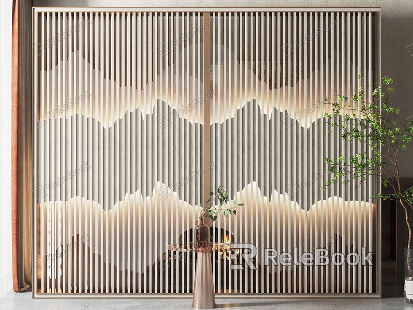 New Chinese-style partition background wall partition model