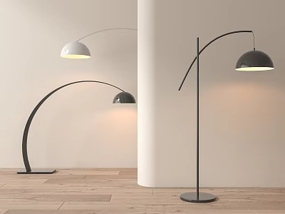 Modern Floor Lamps With Different Arc Designs In Minimalist Living Room 3d model