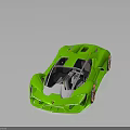 Green Sports Car With Modern Aerodynamic Design And Orange Alloy Wheels