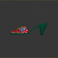 Vibrant Red Embroidered Mules Featuring Green Heels Soles And Colorful Bird Designs