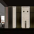 Modern Elevator Lobby With Sleek Doors Warm Lighting And Marble Wall Design
