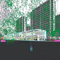 Modern Commercial Street Scene With Pedestrians And High Rise Buildings