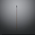 Traditional Spear With Metal Tip And Wooden Shaft On Gray Gradient Background
