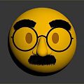 Yellow Round Emoji Face With Black Glasses Thick Eyebrows And Small Mustache