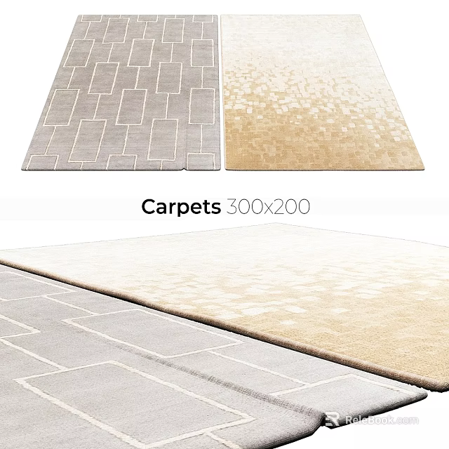 Stylish Square Carpets 300x200 with Geometric Pattern and Gradient Design 3d model 
