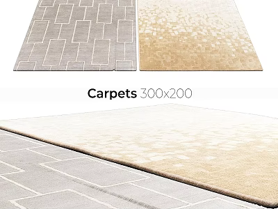 Stylish Square Carpets 300x200 with Geometric Pattern and Gradient Design 3d model