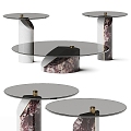 Modern stone coffee table combination 3d model