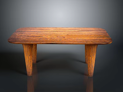 Natural Rustic Wooden Table With Smooth Wood Grain Surface And Sturdy Straight Legs 3d model