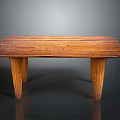 Natural Rustic Wooden Table With Smooth Wood Grain Surface And Sturdy Straight Legs