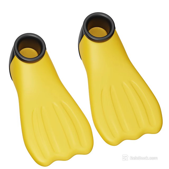 Bright Yellow Swimming Fins Sports Equipment For Water Training And Activities 3d model 