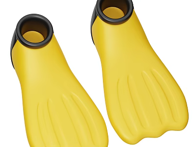 Bright Yellow Swimming Fins Sports Equipment For Water Training And Activities 3d model