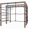 Outdoor Playground Climbing Equipment With Ladders Rope Nets And Wooden Frame
