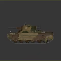 Vintage Military Tank With Camouflage Paint Tracks Turret Headlights And Antenna