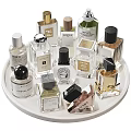Elegant Perfume Cosmetic Bottles Display On Decorative Tray With Various Designs And Shapes