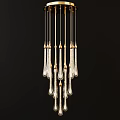 Elegant Modern Chandelier with Gold Frame and Crystal Pendants for Decorative Lighting