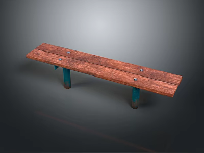 Rustic Wooden Bench With Slatted Design And Metal Legs For Indoor Outdoor Decor 3d model