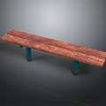 Rustic Wooden Bench With Slatted Design And Metal Legs For Indoor Outdoor Decor