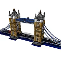 Detailed London Tower Bridge Building Blocks Model With Tower Structure And Suspension Design