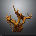 Wooden Carving with Orange Root Branch Shape Artistic Decorative Home Decor Piece