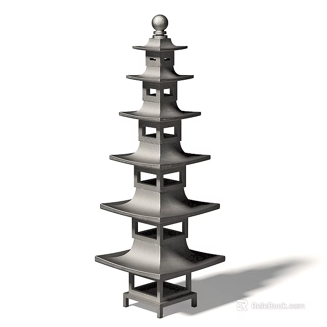 Stylish Tower Shaped Outdoor Light With Multi Tiered Design For Garden Decor 3d model 