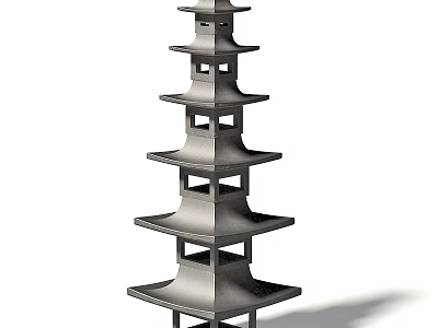 Stylish Tower Shaped Outdoor Light With Multi Tiered Design For Garden Decor 3d model