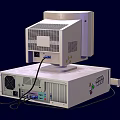 Vintage Beige Desktop Computer With Green Screen CRT Monitor Keyboard And Mouse