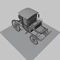 Vintage Wooden Horse Drawn Carriage With Spoked Wheels On Stone Pavement