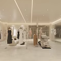 Korean Women's Clothing Store with Fashionable Dresses on Mannequins Modern Interior and Elegant