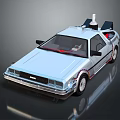 Vintage Silver Car With Gull Wing Doors And Roof Mounted Device Classic Design