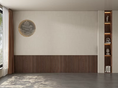 Middle ancient style restaurant tea room background wall 3d model