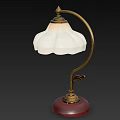 Elegant Table Lamp With White Lampshade Gold Metal Pole And Red Base
