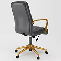 Ergonomic Black Leather Office Chair With Gold Armrests And Gold Base Wheels